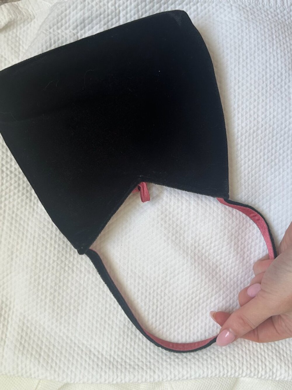Vintage Valerie Stevens Black Velvet & Pink Satin Bow Shoulder Bag Purse - Picture 5 of 5